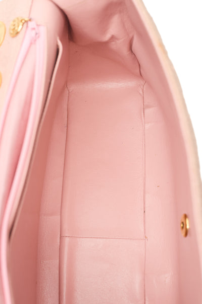 Chanel Vintage Rare Pink Linen Maxi Single Flap