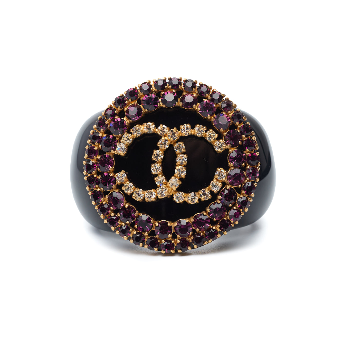 Chanel Vintage 1995 SS Runway Purple Crystal CC Bangle