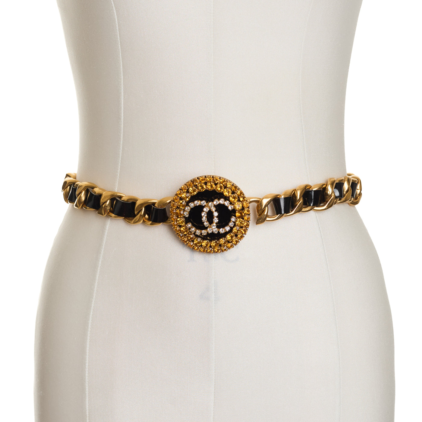 Chanel Vintage 1995 SS Runway Orange Crystal CC Medallion Belt 72