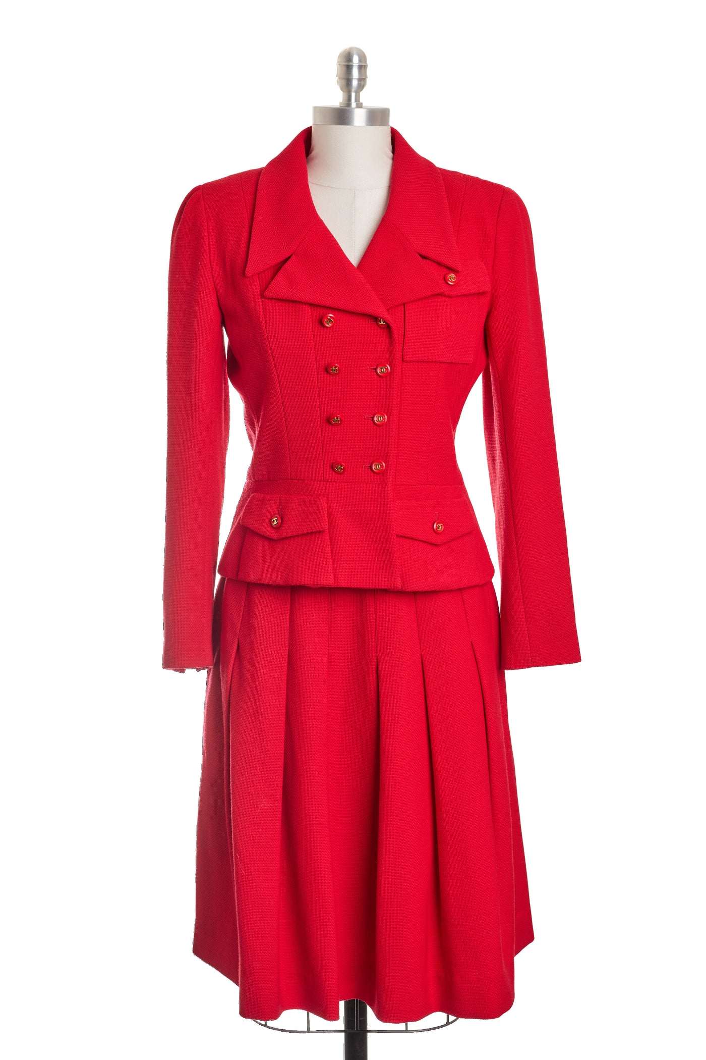Chanel Vintage 1995 SS Red Skirt Suit Set