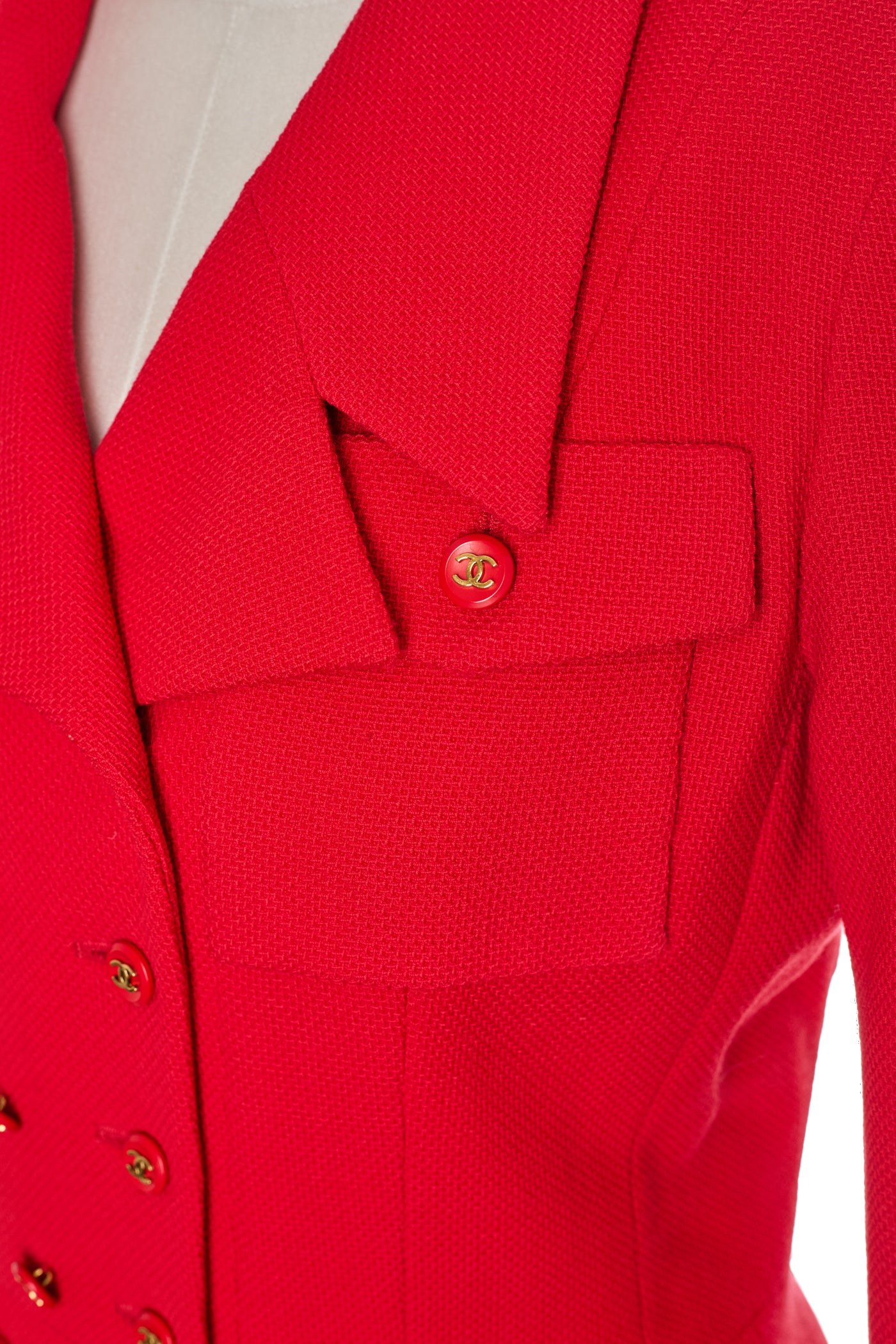 Chanel Vintage 1995 SS Red Skirt Suit Set