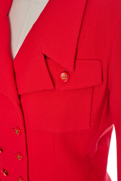 Chanel Vintage 1995 SS Red Skirt Suit Set