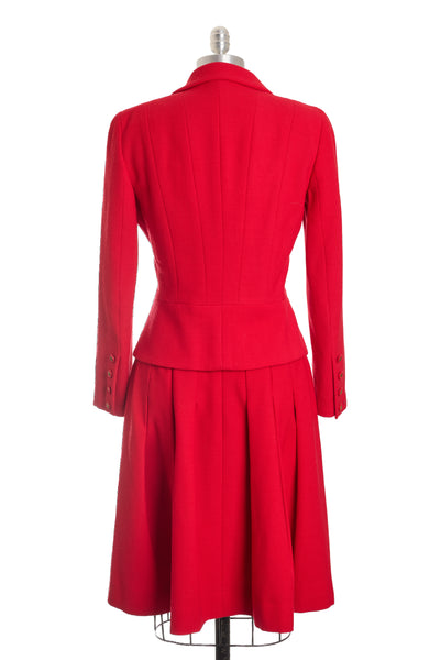 Chanel Vintage 1995 SS Red Skirt Suit Set