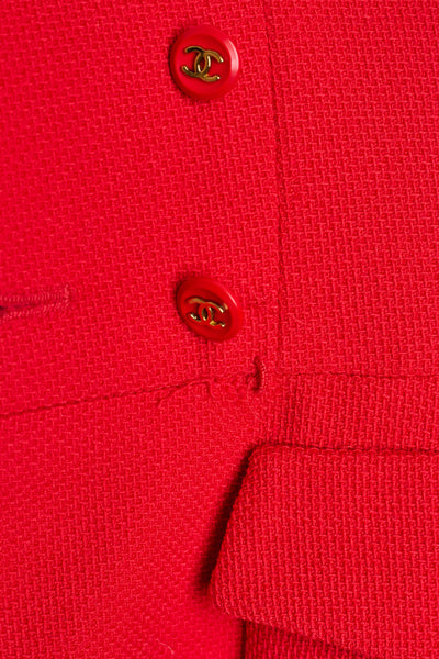 Chanel Vintage 1995 SS Red Skirt Suit Set