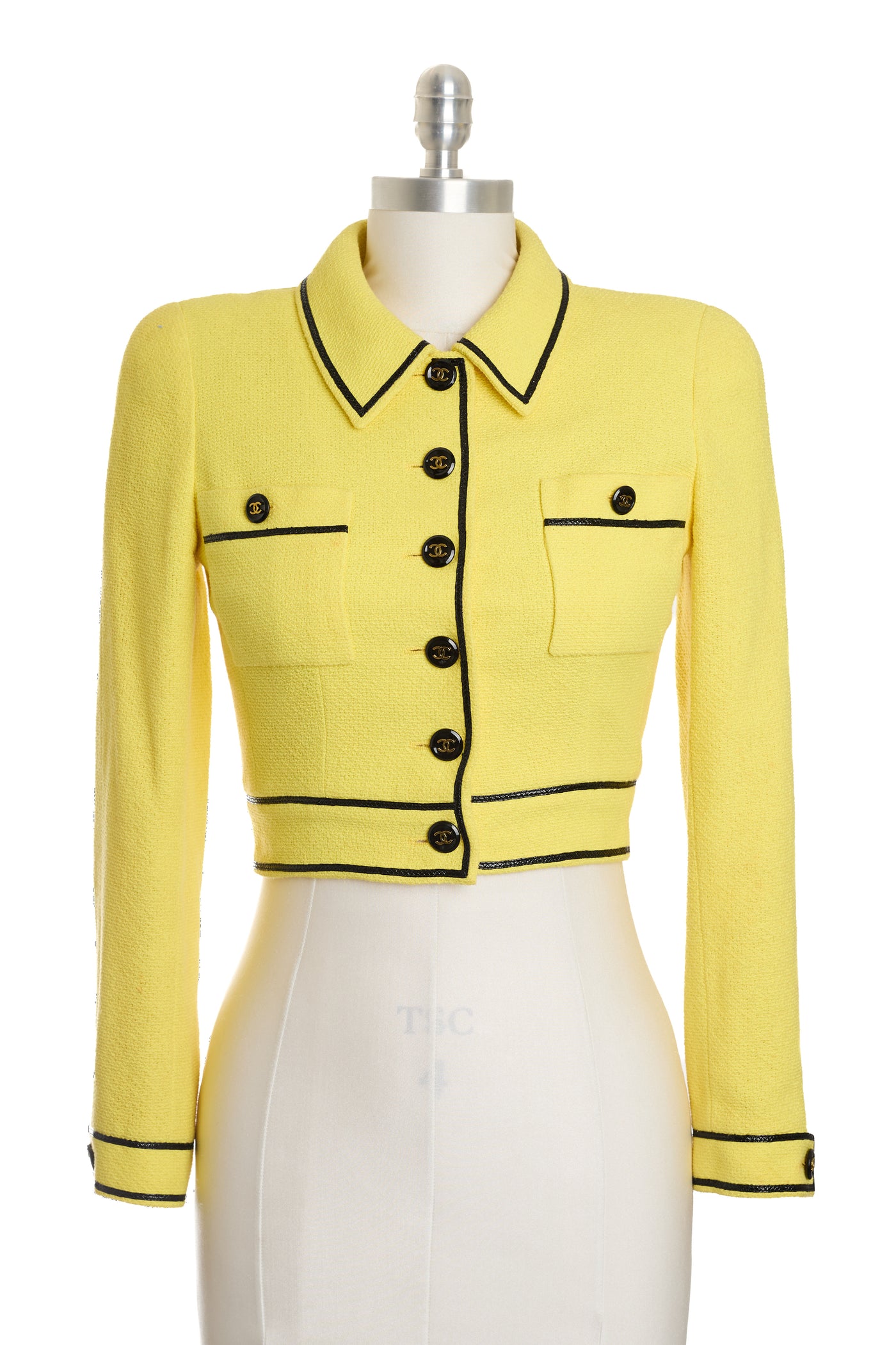 Chanel Rare Vintage 1995 SS Barbie Runway Yellow Cropped Jacket