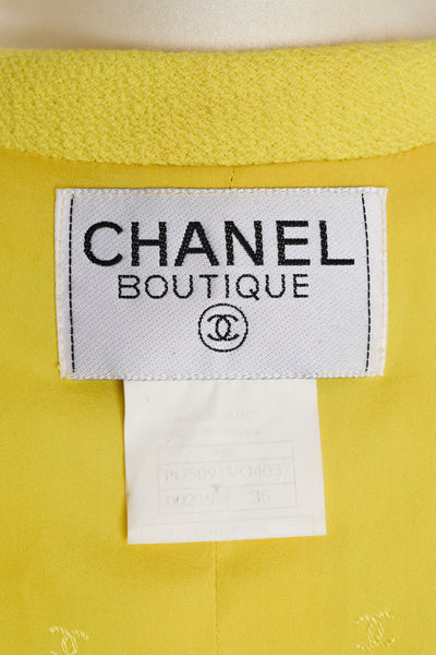 Chanel Rare Vintage 1995 SS Barbie Runway Yellow Cropped Jacket