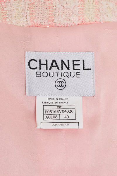 Chanel Rare Vintage 1995 SS Barbie Runway Pink Tweed and Sequin Skirt Suit Set