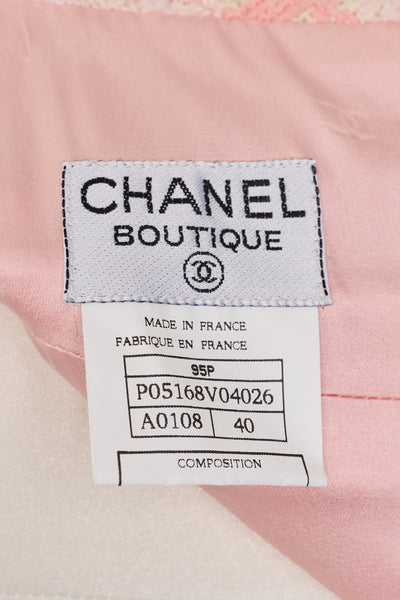 Chanel Rare Vintage 1995 SS Barbie Runway Pink Tweed and Sequin Skirt Suit Set