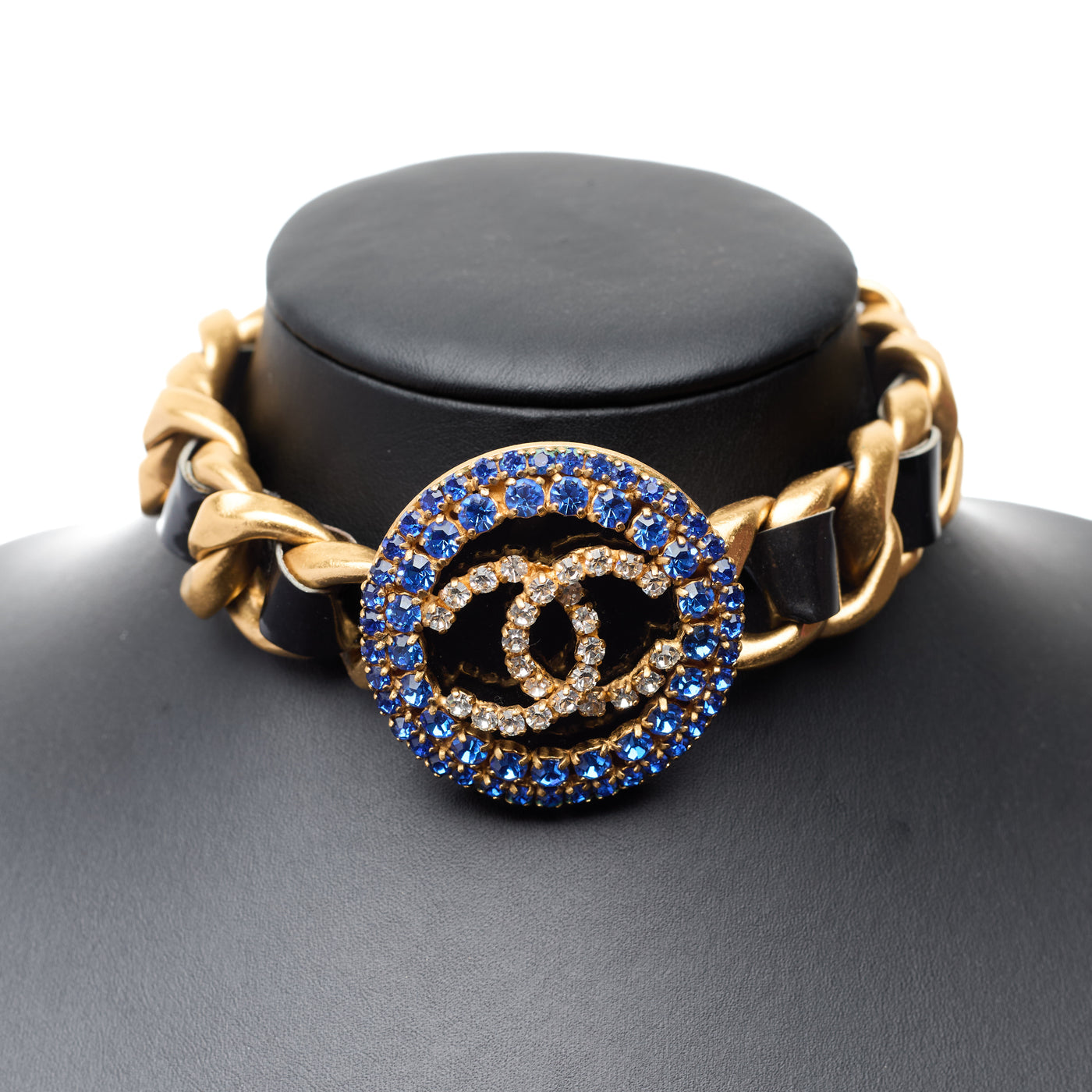 Chanel Vintage 1995 Barbie Blue Crystal CC Choker