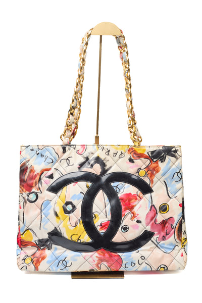 Chanel Vintage 1995 SS Barbie Runway Print CC Tote