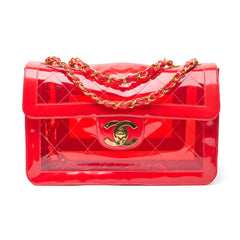 Chanel Vintage 1995 SS Barbie Runway Red PVC and Patent Leather Maxi