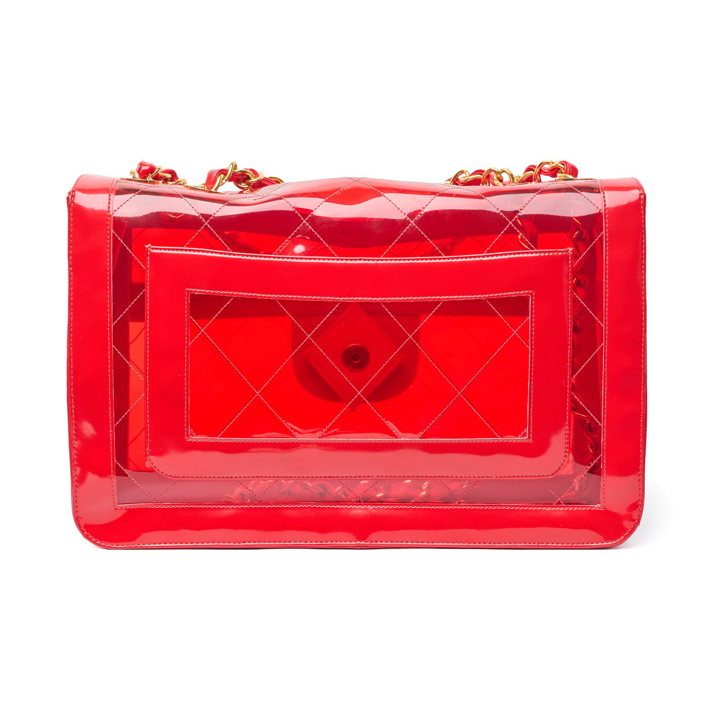 Chanel Vintage 1995 SS Barbie Runway Red PVC and Patent Leather Maxi