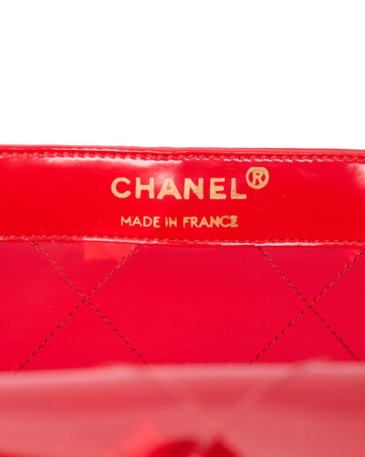 Chanel Vintage 1995 SS Barbie Runway Red PVC and Patent Leather Maxi