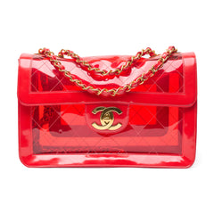Chanel Vintage 1995 SS Barbie Runway Red PVC and Patent Leather Maxi
