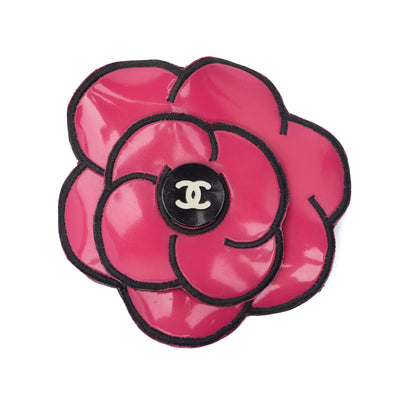 Chanel Vintage 1995 SS Runway Dark Pink Camellia CC Brooch