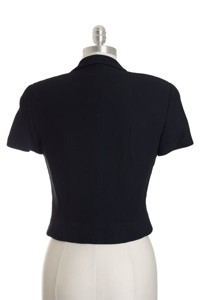 Chanel Vintage 1995 Midnight Blue Cropped Button Up