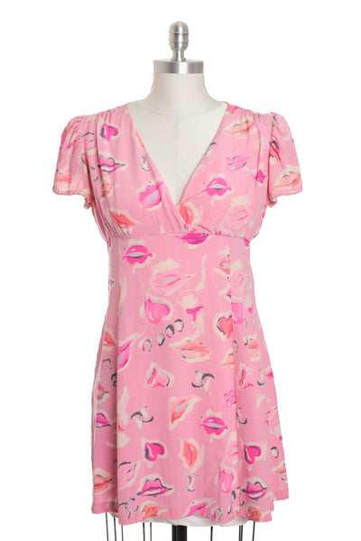 Chanel Vintage 1995 Runway Lips Print Dress