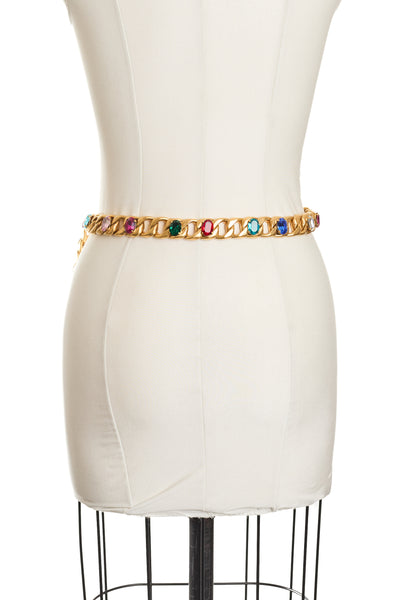 Chanel Rare Vintage 1995 SS Runway Multicolor Crystal CC Belt 93