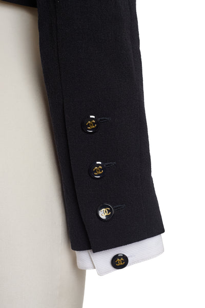 Chanel Vintage 1995 SS Runway Navy Blue Cropped Blazer
