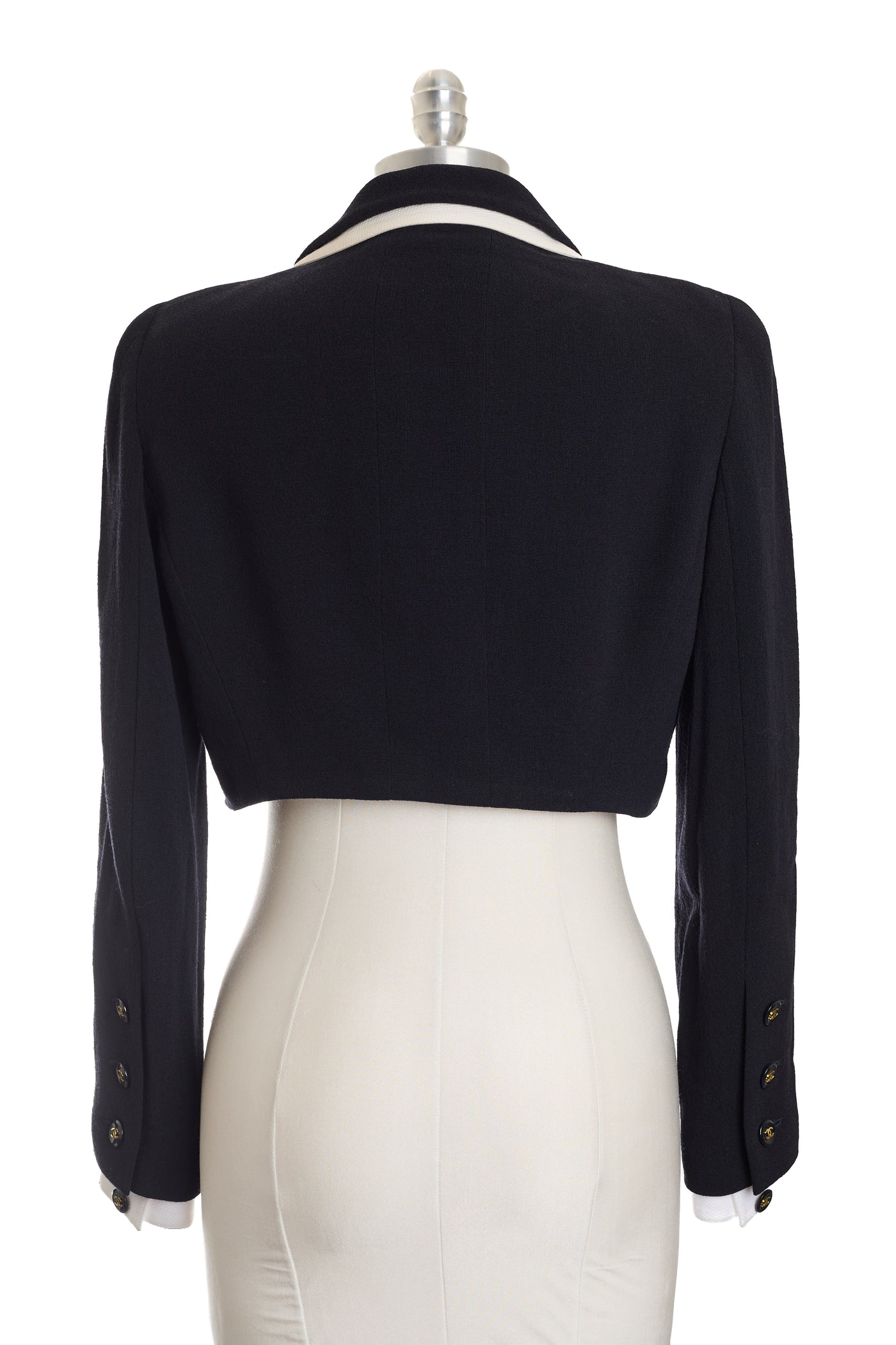 Chanel Vintage 1995 SS Runway Navy Blue Cropped Blazer