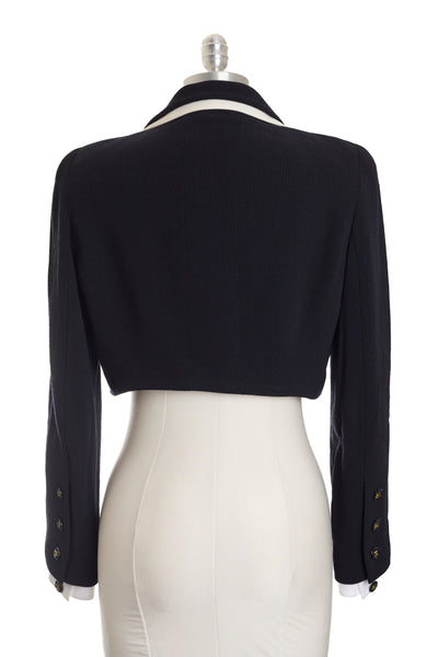 Chanel Vintage 1995 SS Runway Navy Blue Cropped Blazer