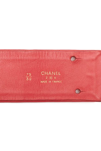 Chanel Vintage 1992 RW Runway CC Red Leather Belt 75