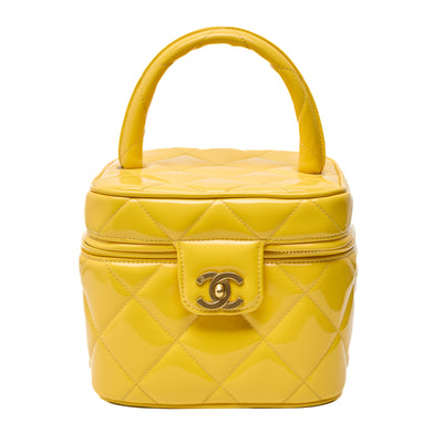 Chanel Vintage 1995 SS Barbie Runway Yellow Patent Leather Vanity