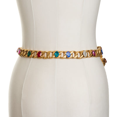 Chanel Rare Vintage 1995 SS Runway Multicolor Crystal CC Belt 93