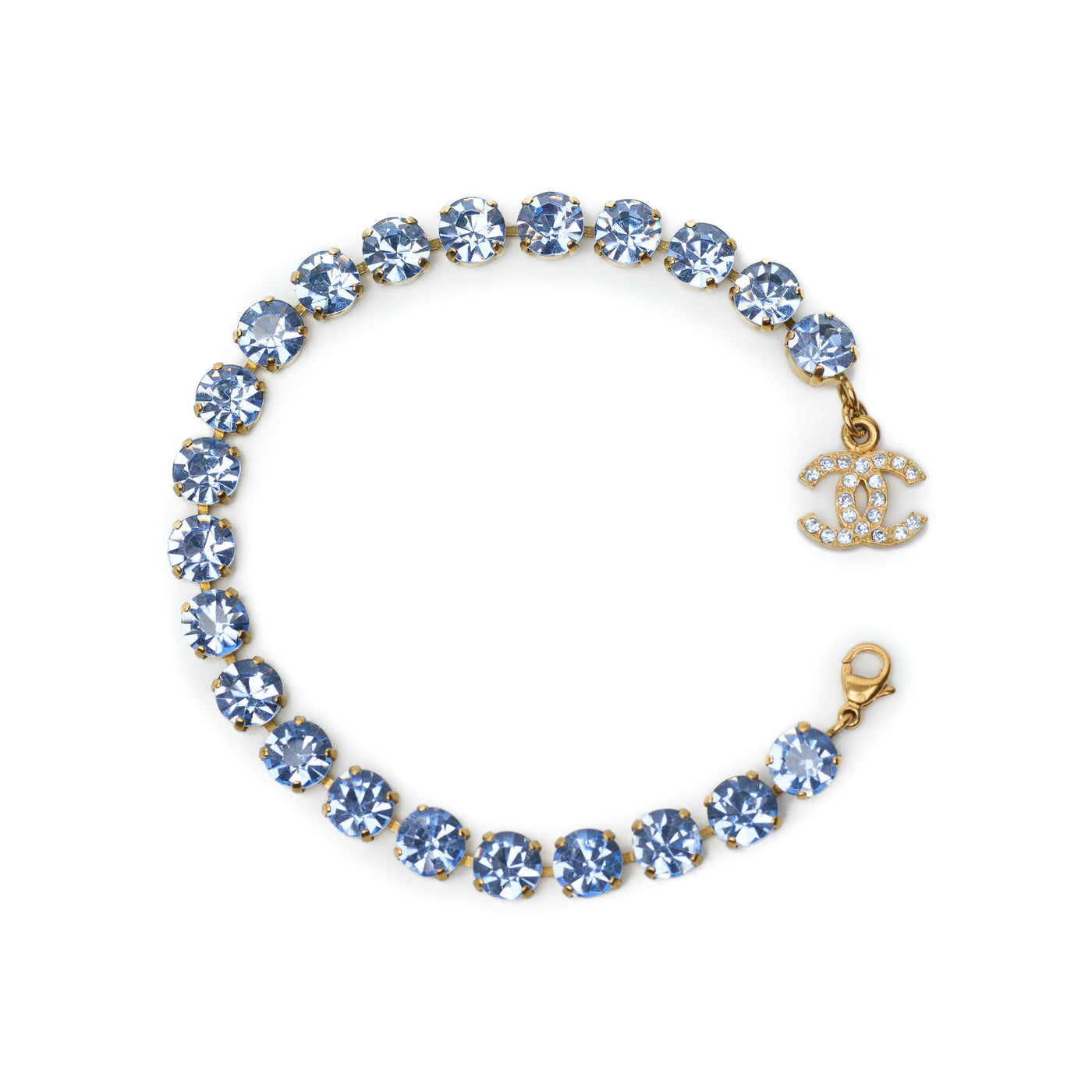 Chanel Ultra Rare Vintage 1995 SS Documented Blue Crystal Anklet