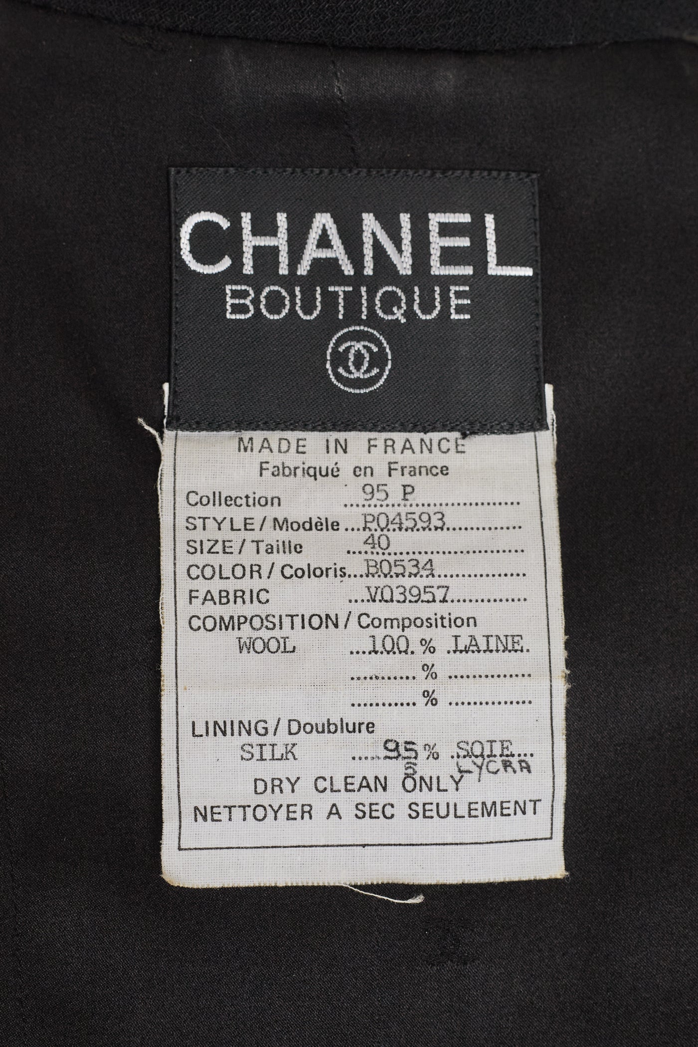 Chanel Vintage 1995 Black Camellia Jacket