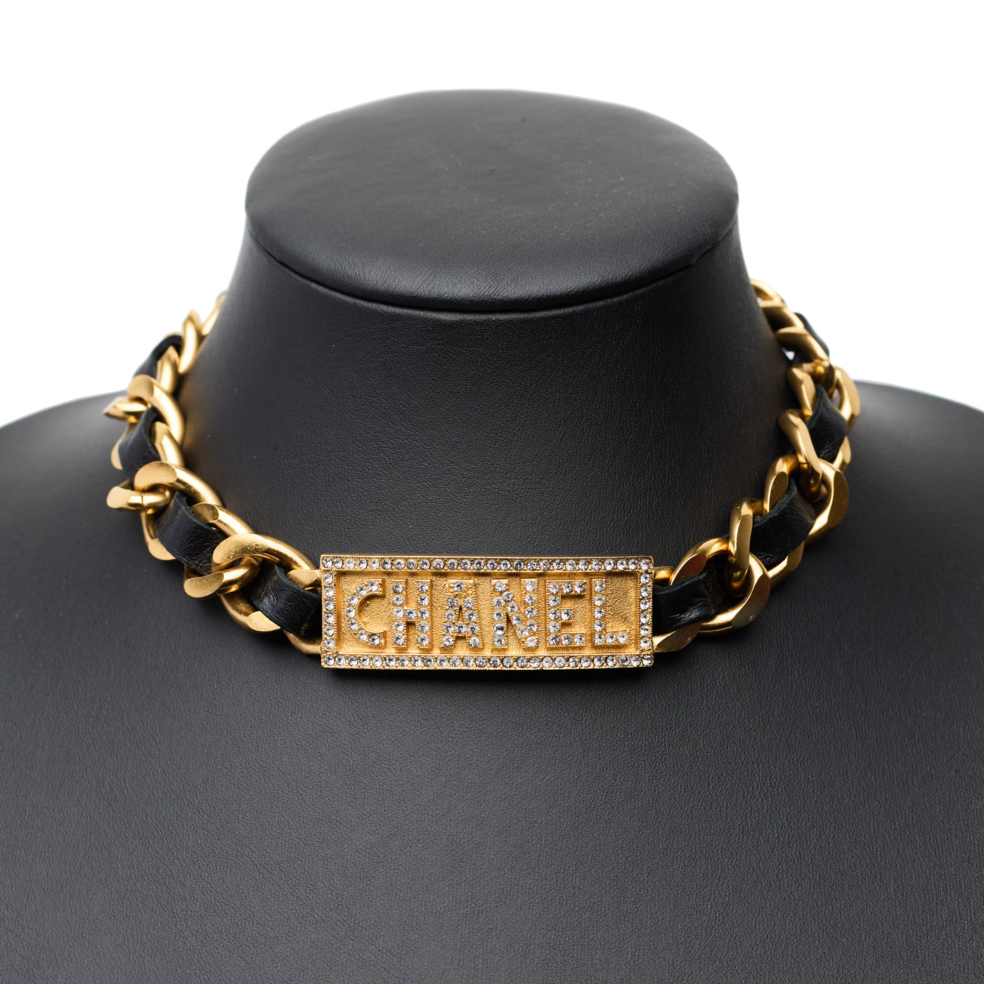 Chanel Vintage 1995 Barbie Crystal Nameplate Choker