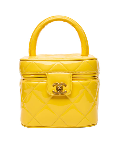 Chanel Vintage 1995 SS Barbie Runway Yellow Patent Leather Vanity