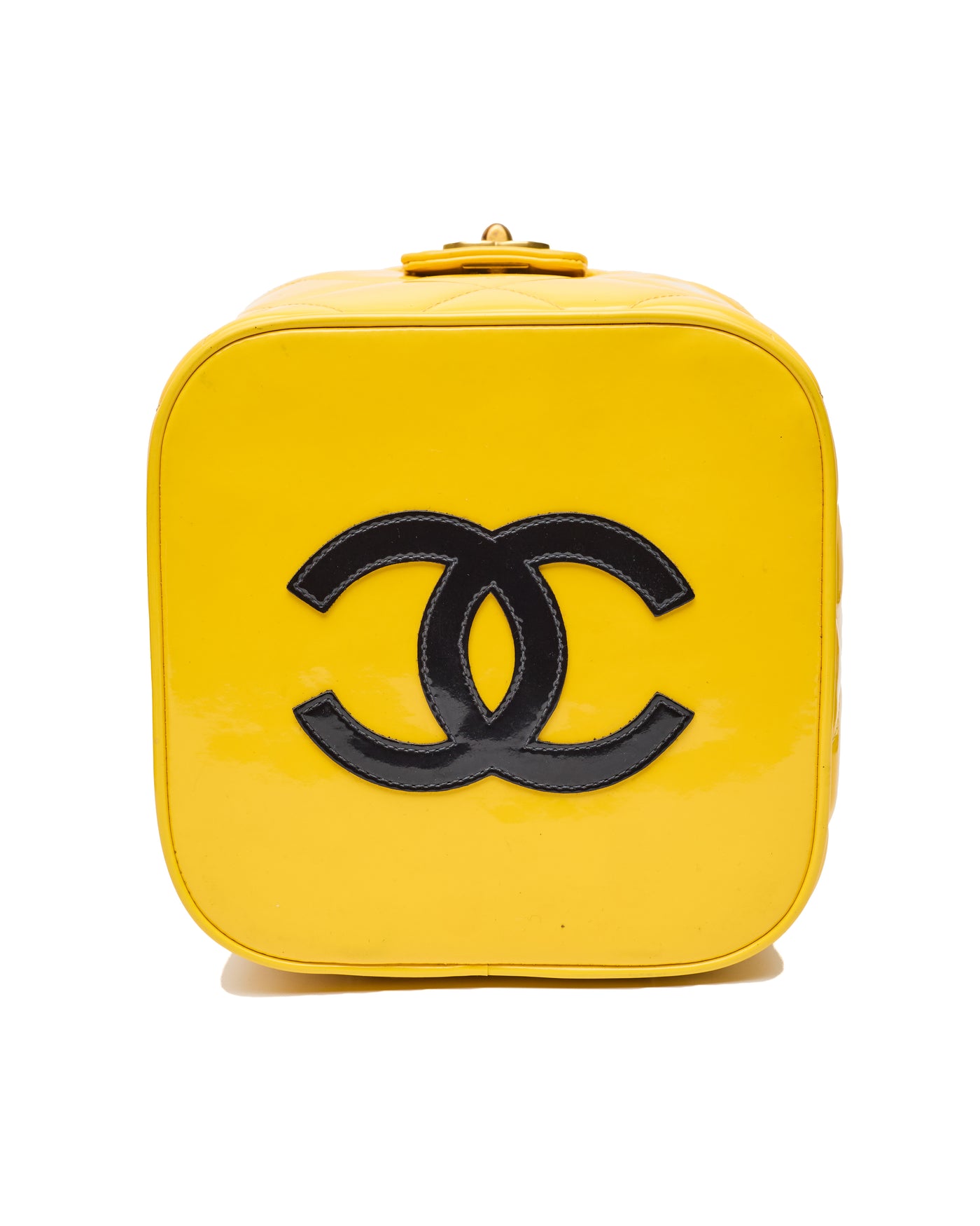 Chanel Vintage 1995 SS Barbie Runway Yellow Patent Leather Vanity