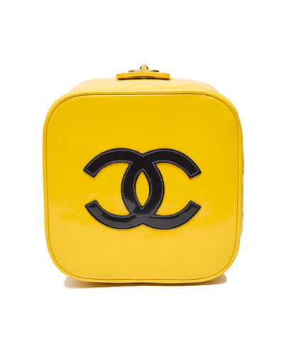 Chanel Vintage 1995 SS Barbie Runway Yellow Patent Leather Vanity
