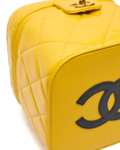 Chanel Vintage 1995 SS Barbie Runway Yellow Patent Leather Vanity