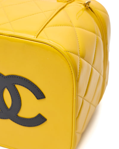 Chanel Vintage 1995 SS Barbie Runway Yellow Patent Leather Vanity