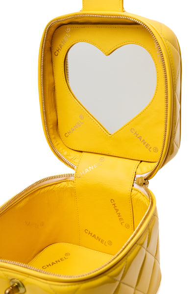 Chanel Vintage 1995 SS Barbie Runway Yellow Patent Leather Vanity