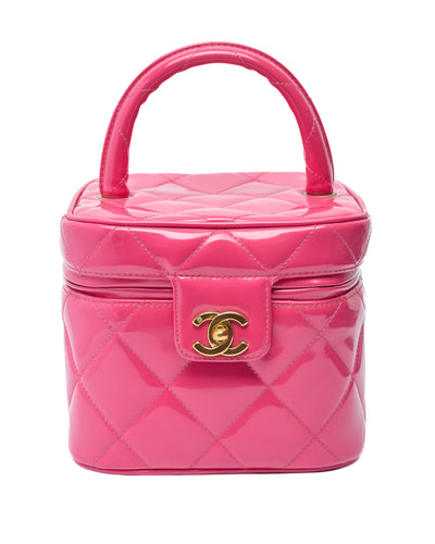 Chanel Vintage 1995 SS Barbie Runway Fuschia Patent Leather Vanity