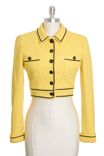 Chanel Vintage 1995 SS Runway Yellow Cropped Jacket