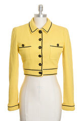 Chanel Vintage 1995 SS Runway Yellow Cropped Jacket