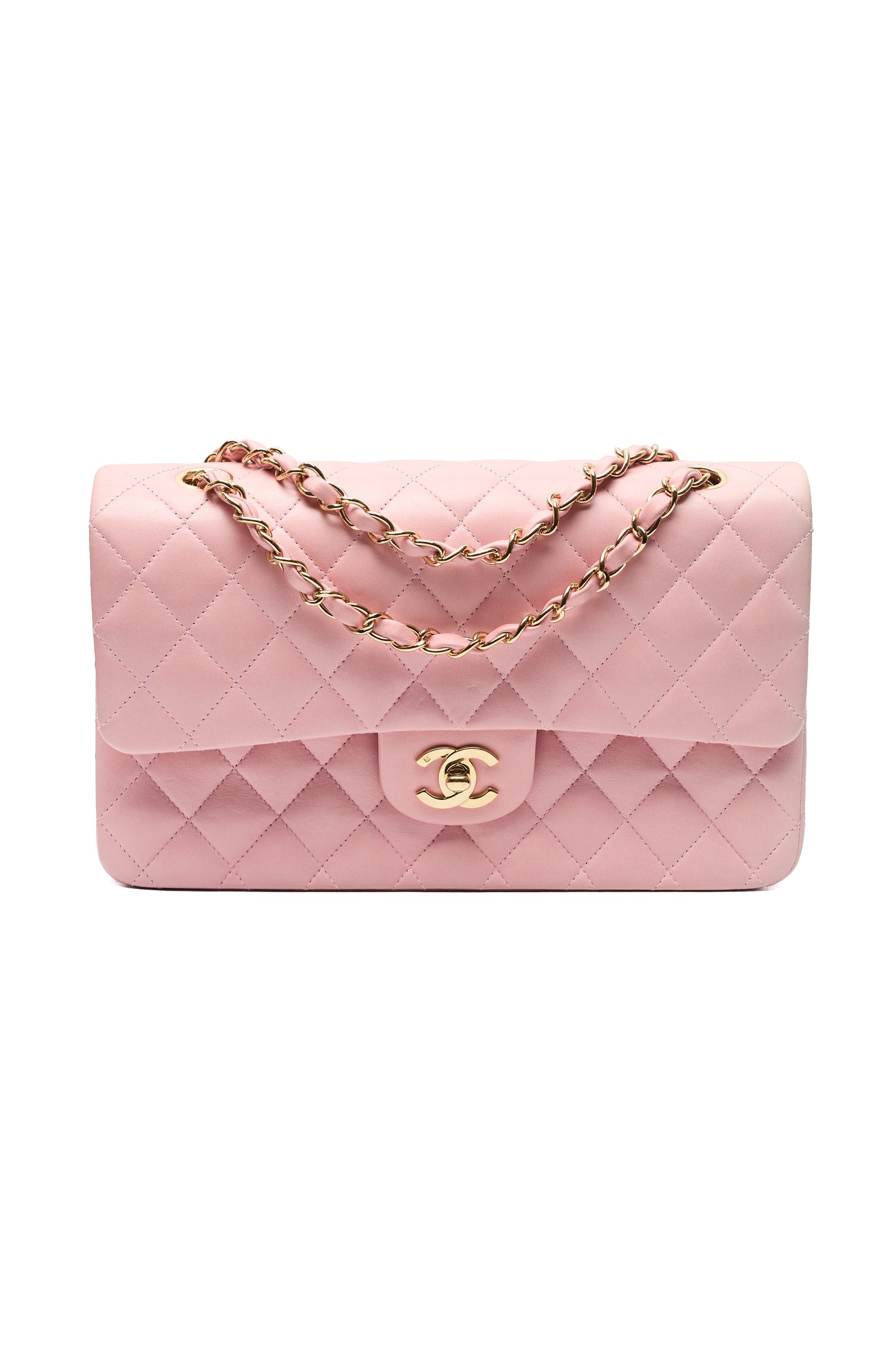 Chanel Rare Vintage Sakura Pink Lambskin Medium Classic Double Flap
