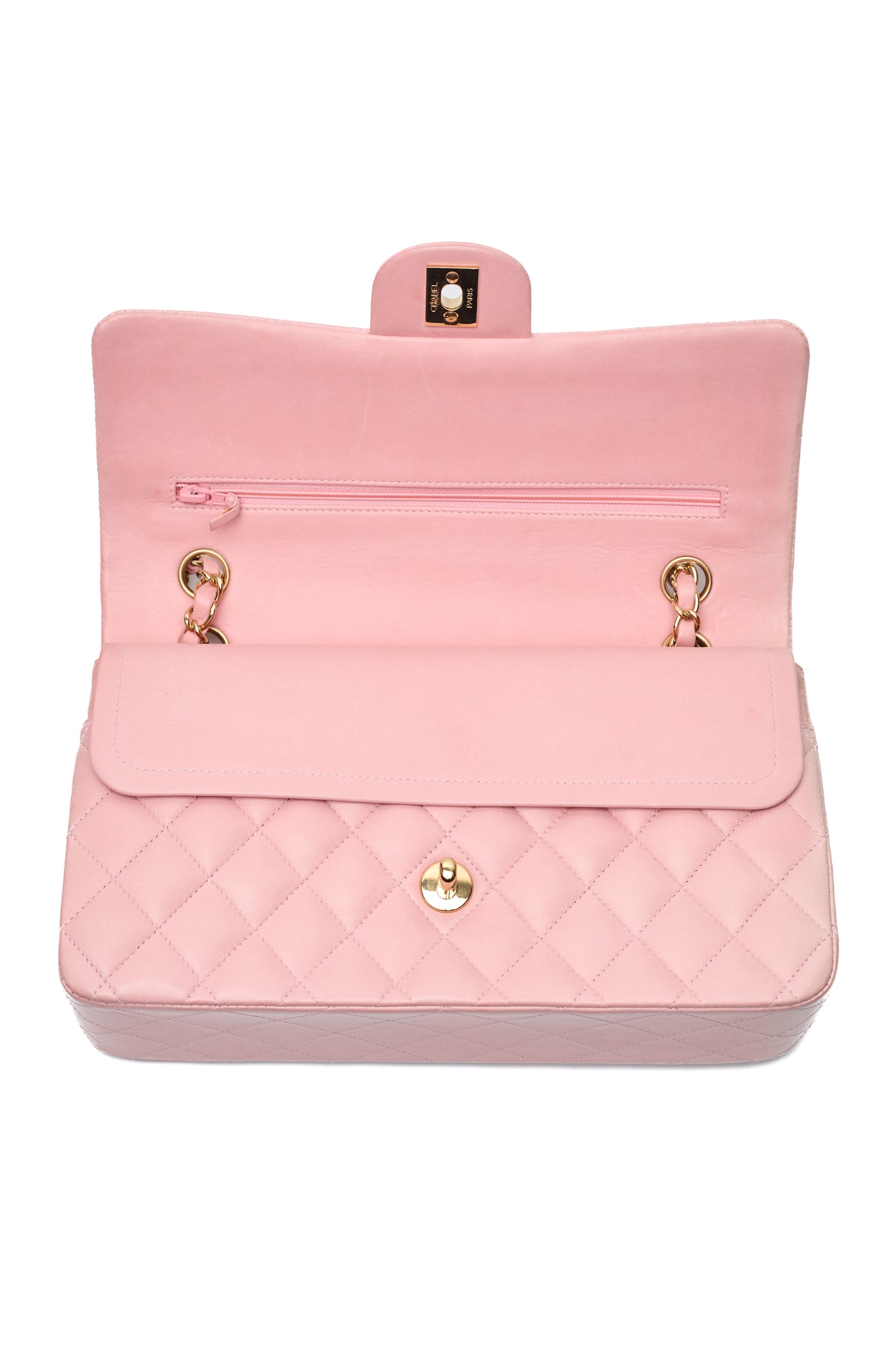 Chanel Rare Vintage Sakura Pink Lambskin Medium Classic Double Flap