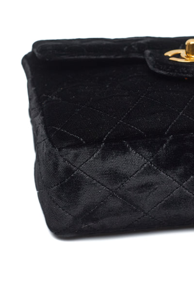 Chanel Rare Vintage Black Velvet Square Mini 17