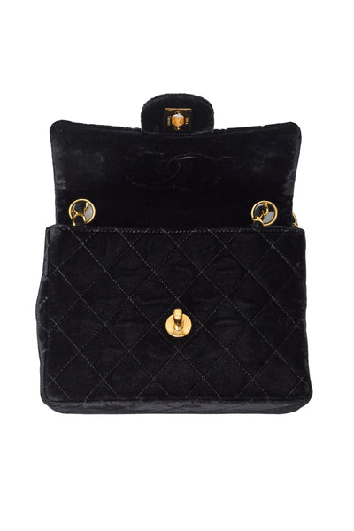 Chanel Rare Vintage Black Velvet Square Mini 17