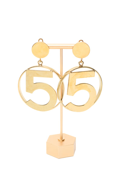 Chanel Vintage Runway Jumbo Number 5 Earrings