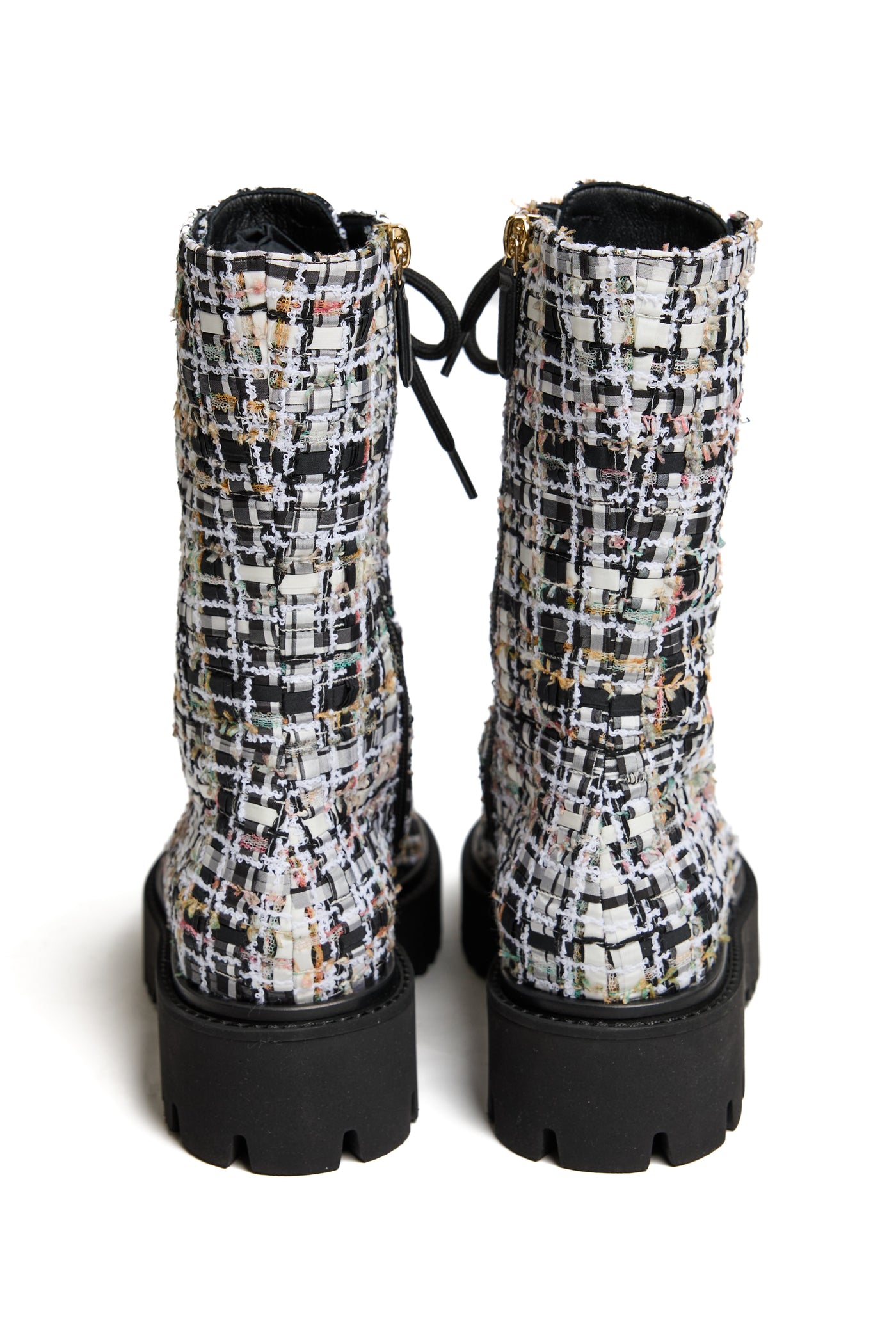 Chanel 2022 Cruise Tweed Combat Boots 37