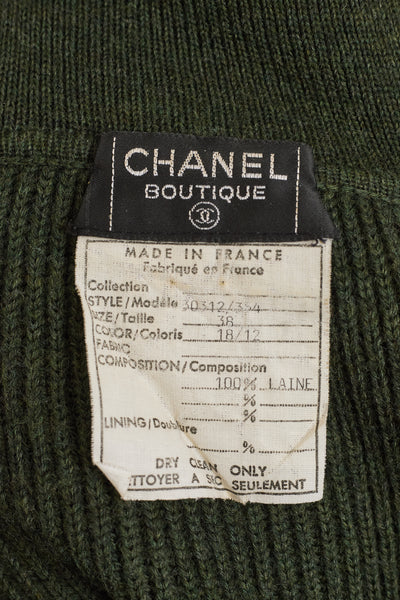 Chanel Vintage Forest Green Logo Patch Sweater