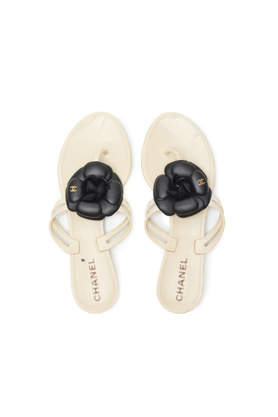 Chanel Rubber Camellia Sandals Size 36