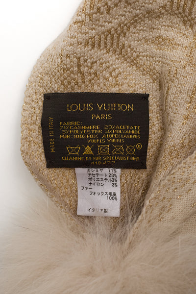 Louis Vuitton Beige Reversible Beanie and Scarf Set