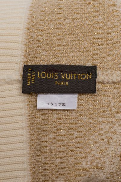 Louis Vuitton Beige Reversible Beanie and Scarf Set
